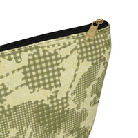 Floral Plaid Accessory Pouch w T-bottom in Green